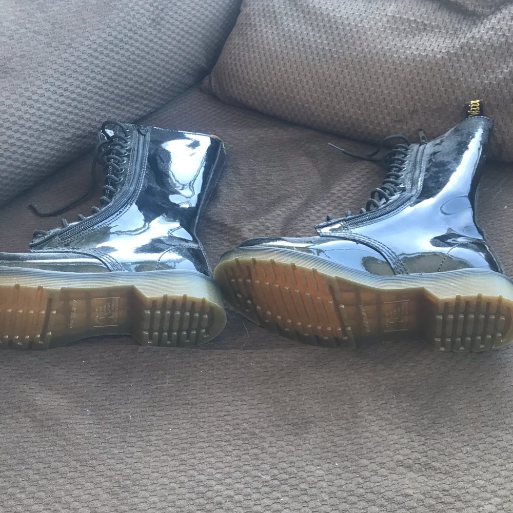 Patent tall Dr. Marten combat boots
